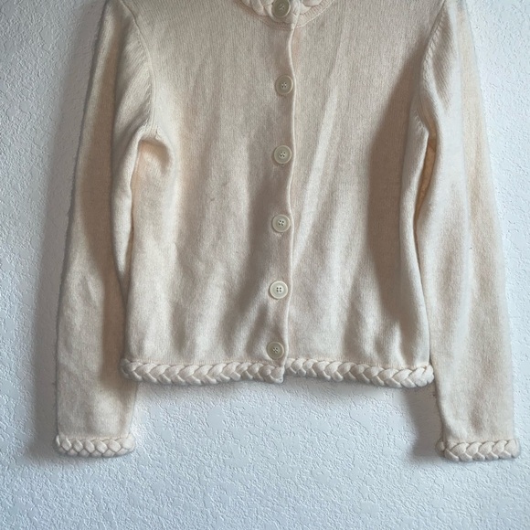 David Brooks Lamb Wool Angora Rabbit Hair Blend Cream Braided Cream Cardigan S - Picture 4 of 13